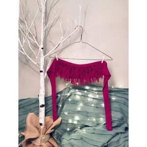 L*Space Knotted Fringe Bandeau Bikini Top